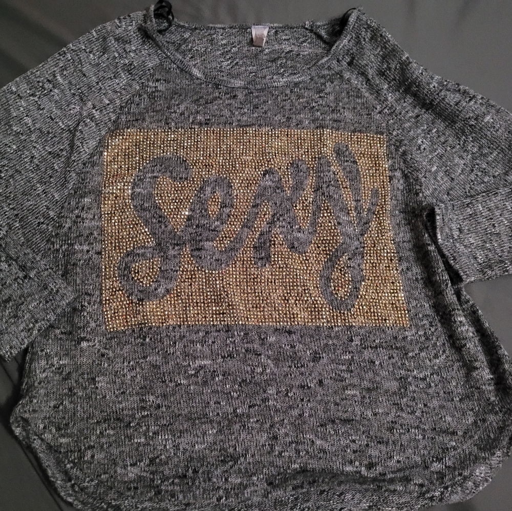 Womens glittery "SEXY" Graphic sweater, medium